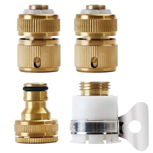 Picture of 4Pcs Tap Connector Brass Pipe Connector  Garden Hose Quick Connectors Tap Connector