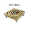 Picture of Handicraft Wood Chowki for Pooja   Wooden Bajot for Sitting   Multipurpose Stool  Eyelet Handicraft Wood Chowki for Pooja