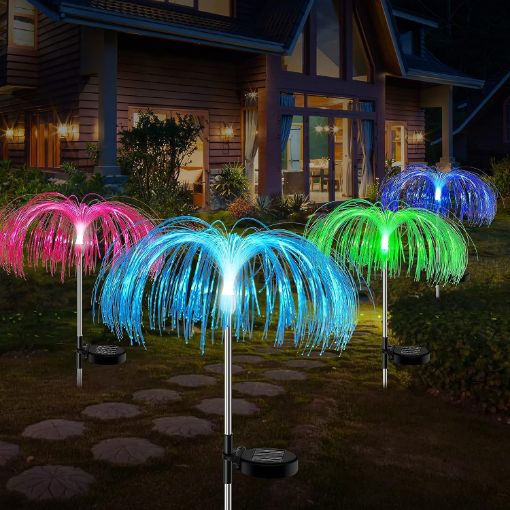 Picture of Solar Flower Garden Light  Solar Yard Lights Solar Powered Stake Light Solar Jellyfish Flowers Lights 7Colors Change