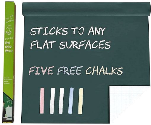Picture of Green Board Wall Sticker Removable Decal Chalkboard with 5 Chalks for Home School Office College Room Kitchen Kids