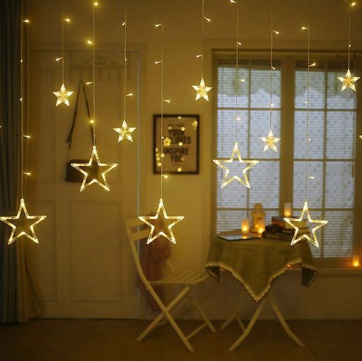 Picture of 10 Star Curtain String Decorative Led Lights with 8 Mode for Diwali Christmas Wedding Party 5+5 STAR LIGHT