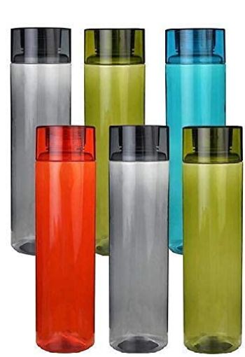 Picture of H2O Plastic Round Water Bottle Water Bottle H2O Leak Proof Water Bottle for Office Gym with Wide Mouth Easy Carry Ergonomic Reusable Drinking Container