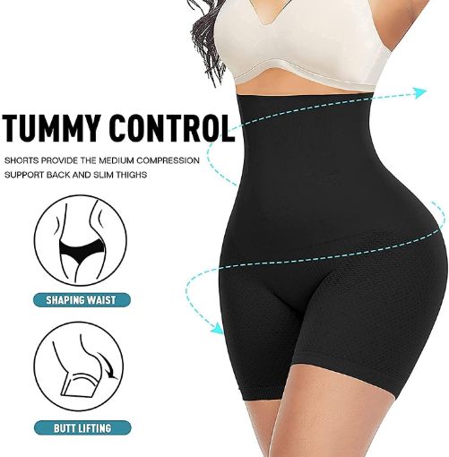 Picture of body shaper black body undergarment High Waisted Tummy Control Shapewear Shorts Seamless Thigh Slimmer Slimming Body Shaper Butts Lift Panties