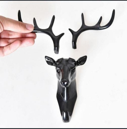 Picture of Deer Head Shape Antique Key Holder  Deer Head Hanging Hook  Self Adhesive Wall Door Hook