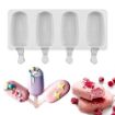 Picture of Silicone 4 Cavity Popsicle Mould with 100 Wooden Sticks  Cakesicle Moulds Silicon  Easy Ice Cream Bar Mould  Chocolate Candy Mould  Silicone Ice Pop Kulfi Mold