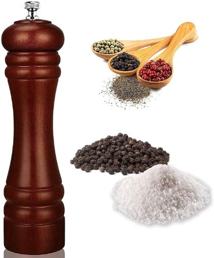 Picture of Wooden Pepper Grinder Mill Manual Salt Grinders Fine Grinding Traditional Wooden Salt & Pepper Grinder