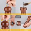 Picture of Wooden Pepper Grinder Mill Manual Salt Grinders Fine Grinding Traditional Wooden Salt & Pepper Grinder