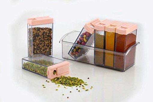 Picture of Seasoning Box Pepper Salt Spice Rack   Crystal Kitchen Dining Storage Containers Spice Jars Dispenser Masala Rack Easy Flow Storage Crystal Seasoning Box