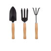 Picture of Gardening Tools kit Hand Cultivator, Small Trowel, Garden Fork  Garden Tool Wooden Handle