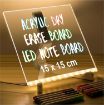 Picture of 15*15 cm Acrylic LED Message Board 15*15 cm Indoor Bedroom Table Desk Decoration Fixtures Diy 3d Acrylic Led Drawing Note Message Board Rewritable Night Light With Base RECTANGLE SHAPE