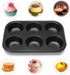 Picture of Carbon Steel Cup Cake Tray for 6 Muffins Bakeware  6 Slot Cup Cake Tray Baking in Microwave Oven Cavity Grid Mold Bakeware Pan Tray Mould Maker Mold Tray