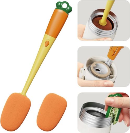 Picture of 3 in 1 Multi Bottle Brush Cleaning Sponge Baby Bottle Brush  Cup Lid Gap Bottle Cleaner Brush Cleaning Brush for Food Jars Tumblers Bottles