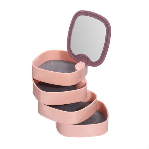 Picture of Plastic 4-Layer 360 Degree Rotating Jewellery Organizer Box with Mirror Dressers