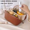 Picture of Cosmetic Travel Bag Makeup Storage Bags with Handle and Divider Leather Makeup Pouch LEATHER COSMATIC BAG