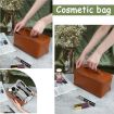 Picture of Cosmetic Travel Bag Makeup Storage Bags with Handle and Divider Leather Makeup Pouch LEATHER COSMATIC BAG