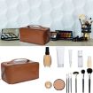 Picture of Cosmetic Travel Bag Makeup Storage Bags with Handle and Divider Leather Makeup Pouch LEATHER COSMATIC BAG