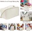Picture of Cosmetic Travel Bag Makeup Storage Bags with Handle and Divider Leather Makeup Pouch LEATHER COSMATIC BAG
