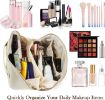 Picture of Cosmetic Travel Bag Makeup Storage Bags with Handle and Divider Leather Makeup Pouch LEATHER COSMATIC BAG
