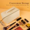 Picture of Cosmetic Travel Bag Makeup Storage Bags with Handle and Divider Leather Makeup Pouch LEATHER COSMATIC BAG