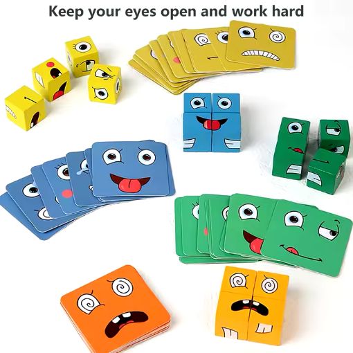 Picture of puzzle wood puzzle face reaction puzzle wood cube expression puzzle