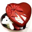 Picture of Heart Shaped Tin Box with Teddy Bear and Fabric Roses Valentine's Special Cute Big Heart Shaped box