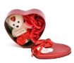Picture of Heart Shaped Tin Box with Teddy Bear and Fabric Roses Valentine's Special Cute Big Heart Shaped box