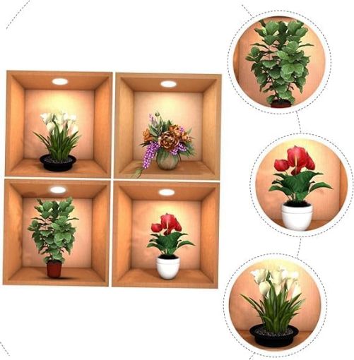 Picture of 3D Vase Wall Stickers Flower Pot Wall Stickers 3D Vase Wall Stickers 3D Wall Stickers DIY Flower Wall Decal Removable Waterproof Wall Art Decor for Bedroom Living Room Offices Home Decoration