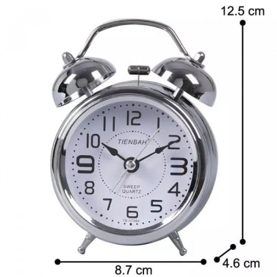 Picture of SILVER TWIN BELL ALARM CLOCK
