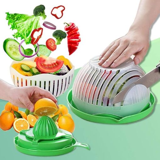 Picture of 2 IN 1 MAGIC BOWL Salad Cutter Juicing bowl Fruit And Vegetable Salad Chopper Bowl Easy Salad Juice Maker