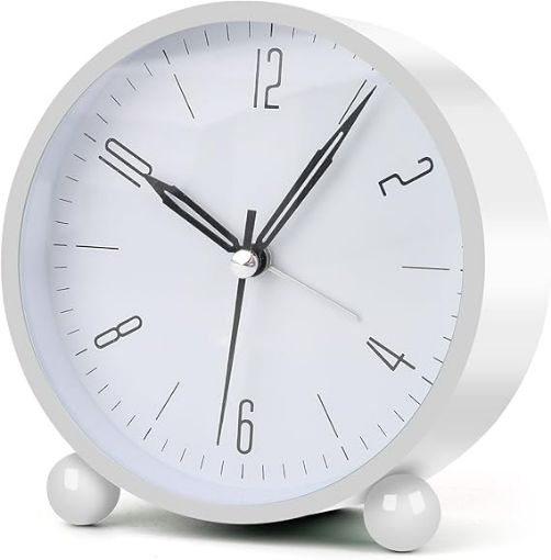 Picture of Round Silent Analog Desk Clock WHITE WHITE SILENT CLOCK  WHITE CLOCK