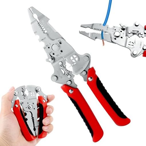 Picture of 12 in 1 Foldable Wire Strip 12 in 1 Foldable Wire Striper  Wire Stripper  Stainless Steel Multifunctional Foldable Electrical Wire Stripping Pliers