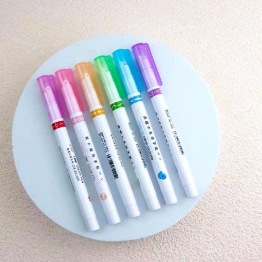 Picture of 6 IN 1 PEN 6Pcs Curve Highlighter Pen Set Line Markers Curve Highlighter Pen For Adult Teenage Kids Great
