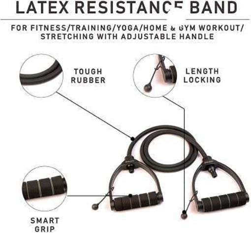 Picture of Single Toning Tube  String Toning Resistance Adjustable D Handle Workout Band Exercise Cord Fitness Rubber Exercise Full Body Fitness