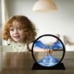 Picture of BLUE Mobile Hourglass Art 3D Natural Landscape Sand Painting Moving Sand Art Picture Decor Round Glass Frame Display Flowing Sand Relaxing