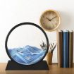 Picture of BLUE Mobile Hourglass Art 3D Natural Landscape Sand Painting Moving Sand Art Picture Decor Round Glass Frame Display Flowing Sand Relaxing