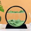 Picture of GREEN Mobile Hourglass Art 3D Natural Landscape Sand Painting Moving Sand Art Picture Decor Round Glass Frame Display Flowing Sand Relaxing