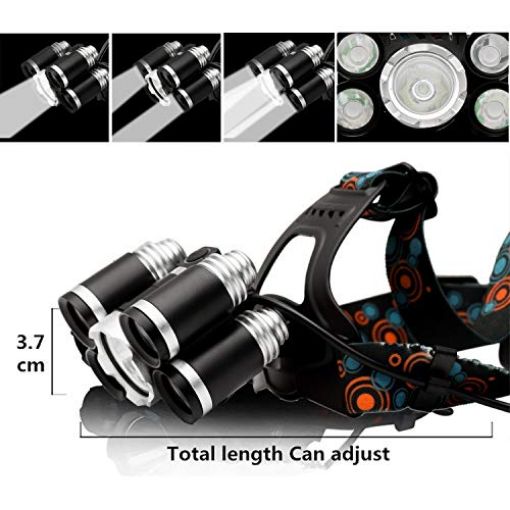 Picture of head lamp Rechargeable Torch Flashlight Long Distance Beam Range  Aircraft Aluminum Body with Ultra Bright LED Light