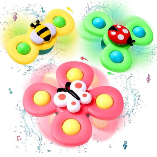 Picture of Suction Cup Spinner Toy Baby Bath Toy Spinning Top Rotating 3pcs spinner