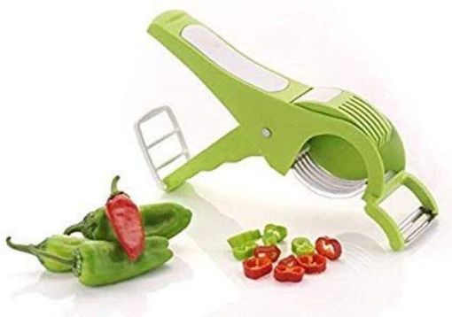 Picture of 2 in 1 Vegetable & Fruit Multi Cutter with Peeler  2 in 1 Multipurpose Vegetable Fruit Multi Cutter Veg Cutter Sharp Stainless Steel 5 Blade Vegetable Cutter with Peeler