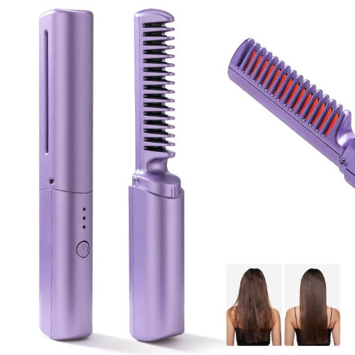 Picture of Mobile Heat Comb Mini Hair Straightener Portable Electric Straight Comb