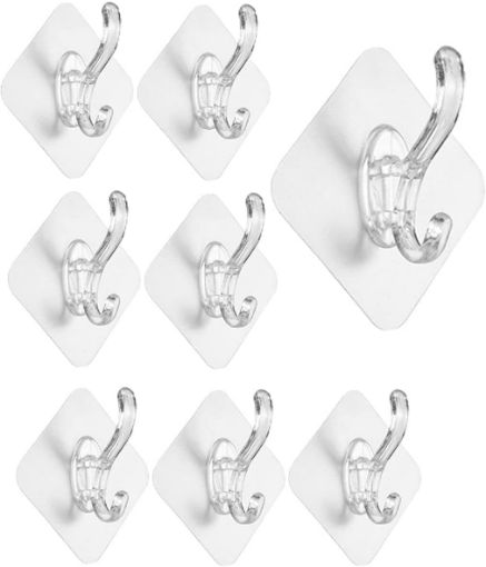 Picture of Adhesive Sticker Multi-Purpose Hook Heavy Duty Sticky Hooks Waterproof Adhesive Hooks for Hanging Coat