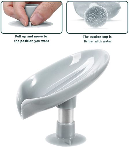 Picture of Soap Holder Leaf-Shape Self Draining Soap Dish Holder Not Punched Easy Clean Bar Soap Holder