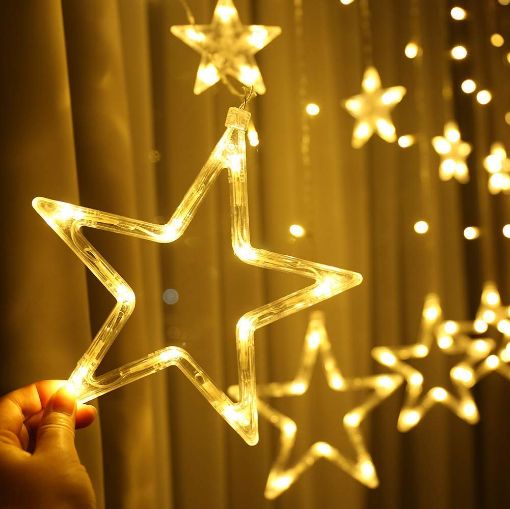 Picture of STAR LIGHT 6+6Star Led Light with 12 Hanging Stars136 LED Lights Star Lights with 8 Flashing Modes for Decoration