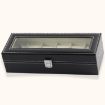 Picture of Genuine Leather Watch Storage Box  6 Slot Leather Watch Box Display Case Organizer Glass Jewelry Storage Watch Case
