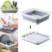 Picture of Vegetable Fruit Wash and Drain Sink Storage Basket Space Saving for Kitchen Home & Multifunction Foldable Dish Tub Collapsible Cutting Board Dish Tub