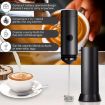 Picture of Milk Frother - Double Whisk Head, Handheld Battery Operated Electric Foam Maker MILK FEATHER WITH STAND