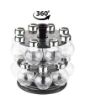 Picture of 360 Degree Revolving Round Shape Transparent Pack of 16 Jar Spice Rack/Container (Black)