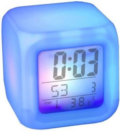 Picture of Plastic Digital Alarm Clock with Automatic 7 Colour Changing LED Date, Time Temperature Digital Alarm Clock