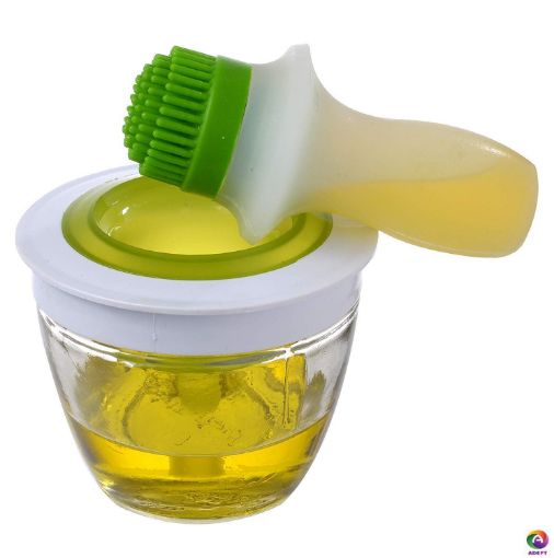 Picture of Silicone Chef's Basting Oil Dispenser Brush Set With Glass Bowl