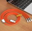 Picture of Orange 3 in 1 Charging Cable  3-In-1 Elastic Data Cable Usb 3 in 1 Charging Cable Charging Cable  3 in 1 Multiple USB Fast Charger Cord